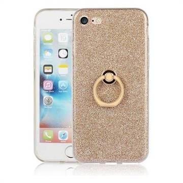 Luxury Soft TPU Glitter Back Ring Cover with 360 Rotate Finger Holder Buckle for iPhone 8 / 7 (4.7 inch) - Golden