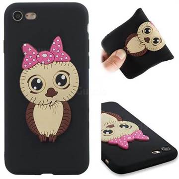 Bowknot Girl Owl Soft 3D Silicone Case for iPhone 8 / 7 (4.7 inch) - Black
