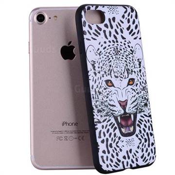 Snow Leopard 3D Embossed Relief Black Soft Back Cover for iPhone 8 / 7 (4.7 inch)