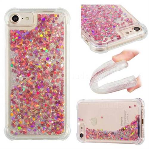 Dynamic Liquid Glitter Sand Quicksand TPU Case for iPhone 8 / 7 (4.7 inch) - Rose Gold Love Heart