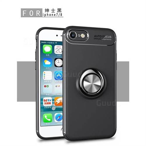 Auto Focus Invisible Ring Holder Soft Phone Case for iPhone 8 / 7 (4.7 inch) - Black