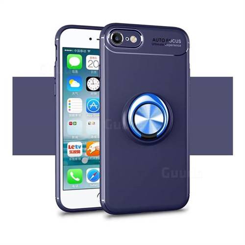 Auto Focus Invisible Ring Holder Soft Phone Case for iPhone 8 / 7 (4.7 inch) - Blue