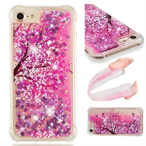 Pink Cherry Blossom Dynamic Liquid Glitter Sand Quicksand Star TPU Case for iPhone 8 / 7 (4.7 inch)