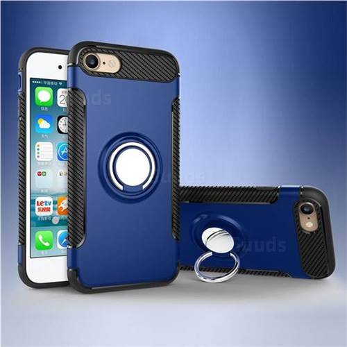 Armor Anti Drop Carbon PC + Silicon Invisible Ring Holder Phone Case for iPhone 8 / 7 (4.7 inch) - Sapphire