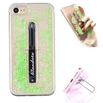 Concealed Ring Holder Stand Glitter Quicksand Dynamic Liquid Phone Case for iPhone 8 / 7 (4.7 inch) - Green