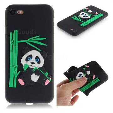 Panda Eating Bamboo Soft 3D Silicone Case for iPhone 8 / 7 (4.7 inch) - Black