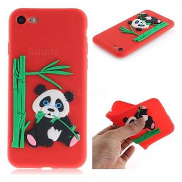 Panda Eating Bamboo Soft 3D Silicone Case for iPhone 8 / 7 (4.7 inch) - Red