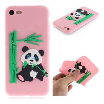 Panda Eating Bamboo Soft 3D Silicone Case for iPhone 8 / 7 (4.7 inch) - Pink
