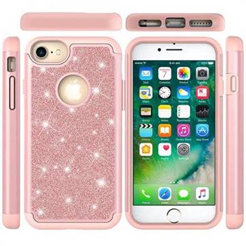 Glitter Rhinestone Bling Shock Absorbing Hybrid Defender Rugged Phone Case Cover for iPhone 8 / 7 (4.7 inch) - Rose Gold