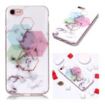 Hexagonal Soft TPU Marble Pattern Phone Case for iPhone 8 / 7 (4.7 inch)