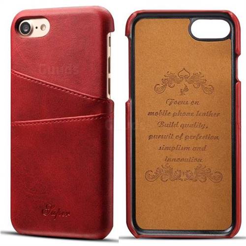 Suteni Retro Classic Card Slots Calf Leather Coated Back Cover for iPhone 8 / 7 (4.7 inch) - Red