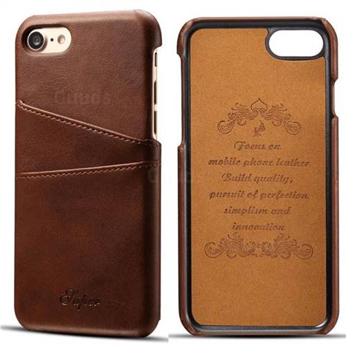 Suteni Retro Classic Card Slots Calf Leather Coated Back Cover for iPhone 8 / 7 (4.7 inch) - Brown