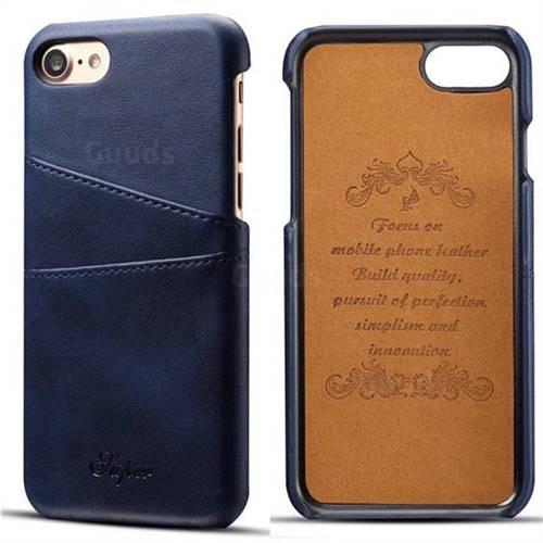 Suteni Retro Classic Card Slots Calf Leather Coated Back Cover for iPhone 8 / 7 (4.7 inch) - Blue