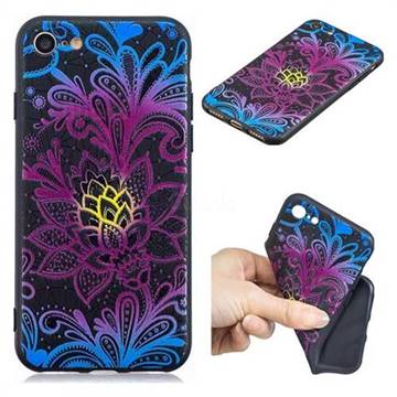 Colorful Lace 3D Embossed Relief Black TPU Cell Phone Back Cover for iPhone 8 / 7 (4.7 inch)