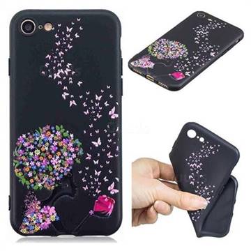 Corolla Girl 3D Embossed Relief Black TPU Cell Phone Back Cover for iPhone 8 / 7 (4.7 inch)
