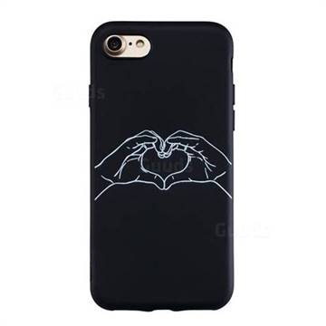Heart Hand Stick Figure Matte Black TPU Phone Cover for iPhone 8 / 7 (4.7 inch)