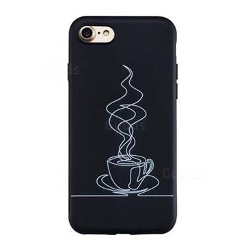 Coffee Cup Stick Figure Matte Black TPU Phone Cover for iPhone 8 / 7 (4.7 inch)