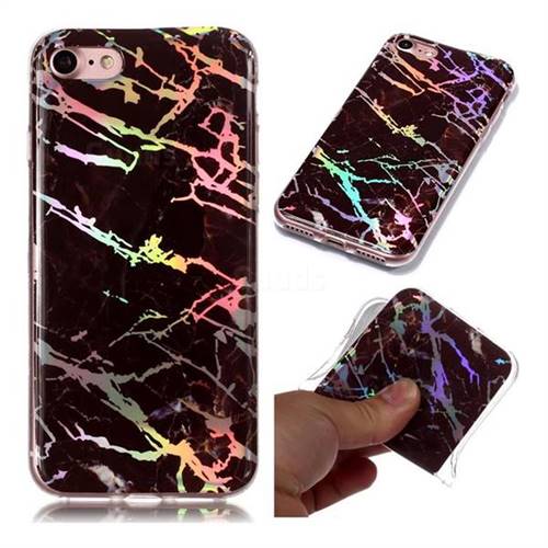Black Brown Marble Pattern Bright Color Laser Soft TPU Case for iPhone 8 / 7 (4.7 inch)