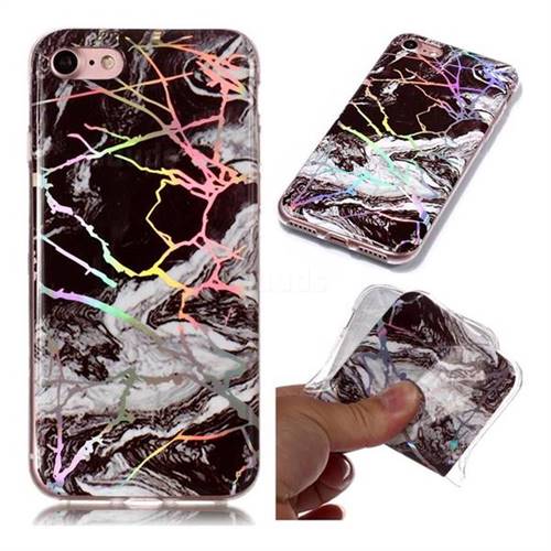 White Black Marble Pattern Bright Color Laser Soft TPU Case for iPhone 8 / 7 (4.7 inch)