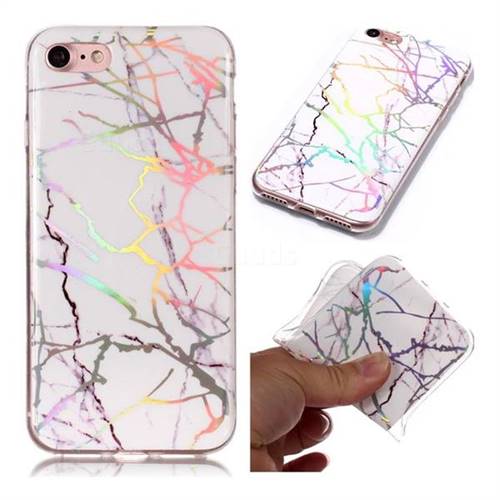 Color White Marble Pattern Bright Color Laser Soft TPU Case for iPhone 8 / 7 (4.7 inch)