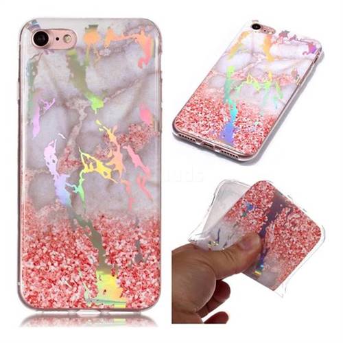 Powder Sandstone Marble Pattern Bright Color Laser Soft TPU Case for iPhone 8 / 7 (4.7 inch)