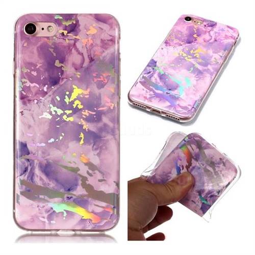 Purple Marble Pattern Bright Color Laser Soft TPU Case for iPhone 8 / 7 (4.7 inch)