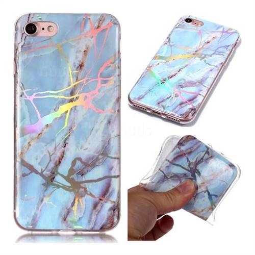 Light Blue Marble Pattern Bright Color Laser Soft TPU Case for iPhone 8 / 7 (4.7 inch)