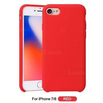 Howmak Slim Liquid Silicone Rubber Shockproof Phone Case Cover for iPhone 8 / 7 (4.7 inch) - Red
