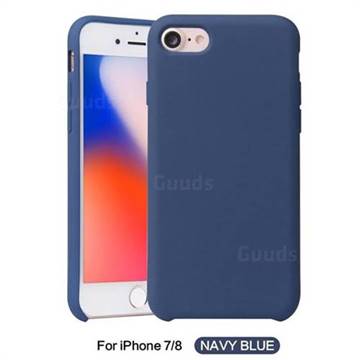 Howmak Slim Liquid Silicone Rubber Shockproof Phone Case Cover for iPhone 8 / 7 (4.7 inch) - Midnight Blue