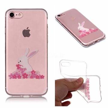 Cherry Blossom Rabbit Super Clear Soft TPU Back Cover for iPhone 8 / 7 (4.7 inch)