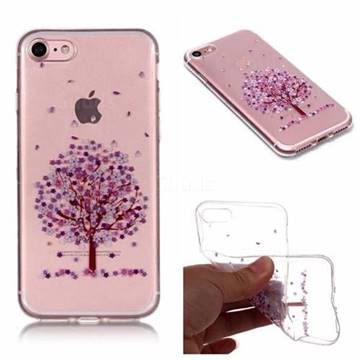 Purple Flower Super Clear Soft TPU Back Cover for iPhone 8 / 7 (4.7 inch)