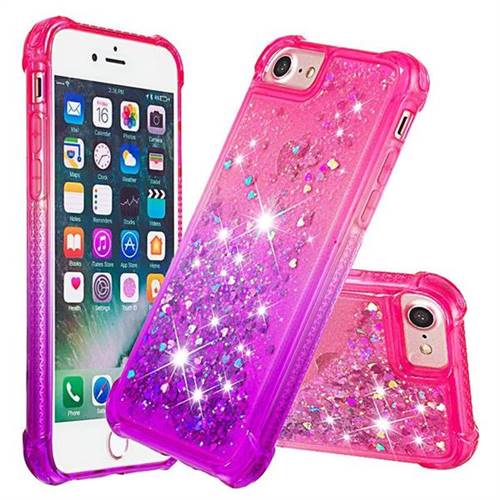 Rainbow Gradient Liquid Glitter Quicksand Sequins Phone Case for iPhone 8 / 7 (4.7 inch) - Pink Purple