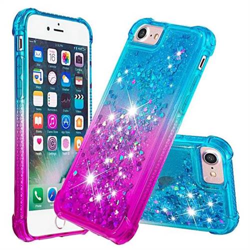 Rainbow Gradient Liquid Glitter Quicksand Sequins Phone Case for iPhone 8 / 7 (4.7 inch) - Blue Purple