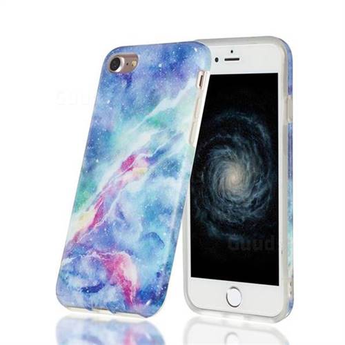 Blue Starry Sky Marble Clear Bumper Glossy Rubber Silicone Phone Case for iPhone 8 / 7 (4.7 inch)