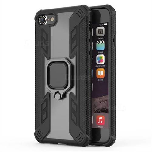 Predator Armor Metal Ring Grip Shockproof Dual Layer Rugged Hard Cover for iPhone 8 / 7 (4.7 inch) - Black