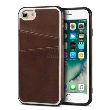 Simple Calf Card Slots Mobile Phone Back Cover for iPhone 8 / 7 (4.7 inch) - Coffee