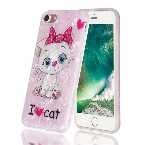 I Love Cat Shell Pattern Clear Bumper Glossy Rubber Silicone Phone Case for iPhone 8 / 7 (4.7 inch)