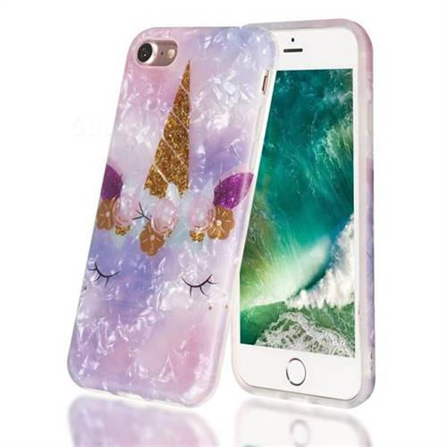 Unicorn Girl Shell Pattern Clear Bumper Glossy Rubber Silicone Phone Case for iPhone 8 / 7 (4.7 inch)