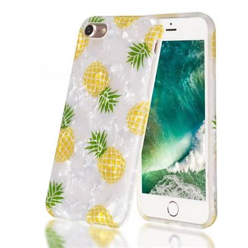 Yellow Pineapple Shell Pattern Clear Bumper Glossy Rubber Silicone Phone Case for iPhone 8 / 7 (4.7 inch)