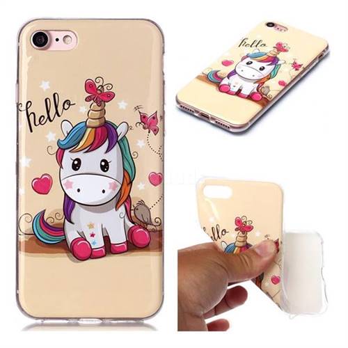 Hello Unicorn Soft TPU Cell Phone Back Cover for iPhone 8 / 7 (4.7 inch)