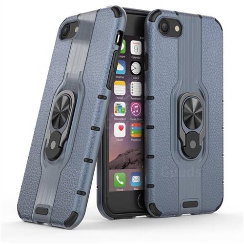 Alita Battle Angel Armor Metal Ring Grip Shockproof Dual Layer Rugged Hard Cover for iPhone 8 / 7 (4.7 inch) - Blue