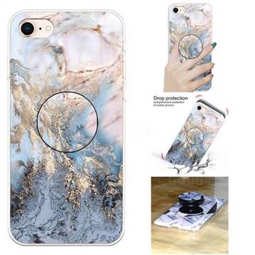 Golden Gray Marble Pop Stand Holder Varnish Phone Cover for iPhone 8 / 7 (4.7 inch)