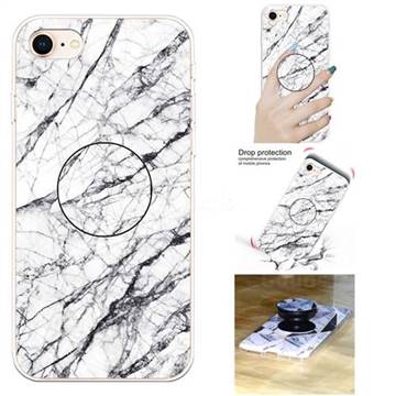 White Marble Pop Stand Holder Varnish Phone Cover for iPhone 8 / 7 (4.7 inch)