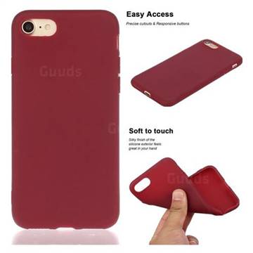 Soft Matte Silicone Phone Cover for iPhone 8 / 7 (4.7 inch) - Wine Red