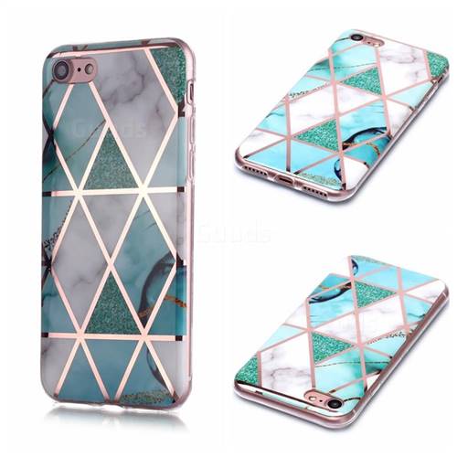 Green White Galvanized Rose Gold Marble Phone Back Cover for iPhone 8 / 7 (4.7 inch)