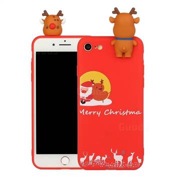 Moon Santa and Elk Christmas Xmax Soft 3D Doll Silicone Case for iPhone 8 / 7 (4.7 inch)
