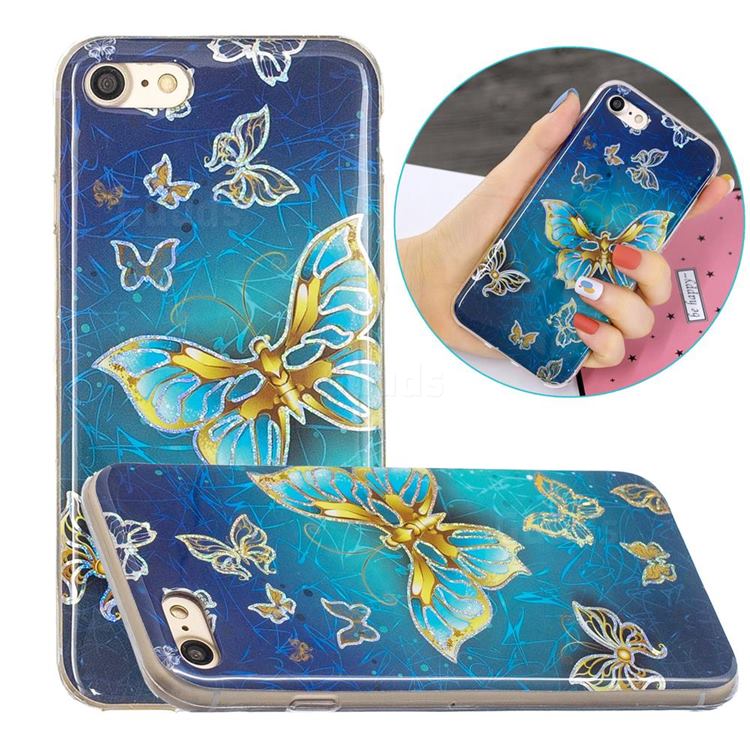 Golden Butterfly Painted Galvanized Electroplating Soft Phone Case Cover for iPhone 8 / 7 (4.7 inch)