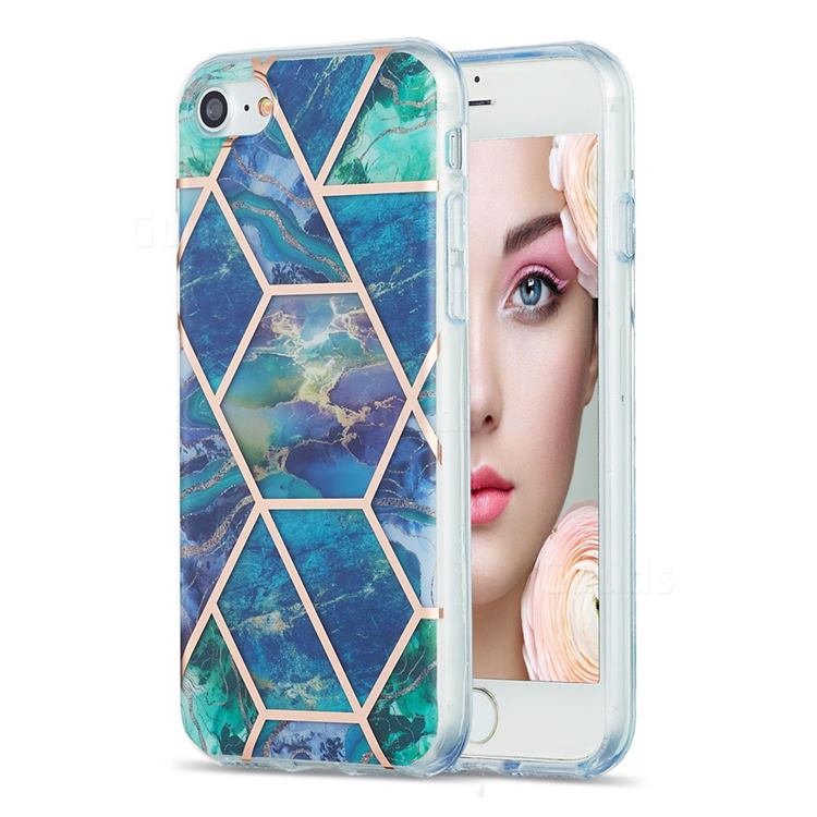 Blue Green Marble Pattern Galvanized Electroplating Protective Case Cover for iPhone 8 / 7 (4.7 inch)