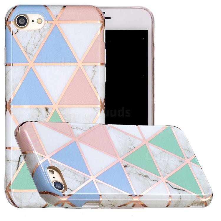 Fresh Triangle Painted Marble Electroplating Protective Case for iPhone 8 / 7 (4.7 inch)