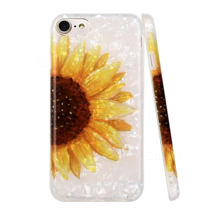 Face Sunflower Shell Pattern Glossy Rubber Silicone Protective Case Cover for iPhone 8 / 7 (4.7 inch)